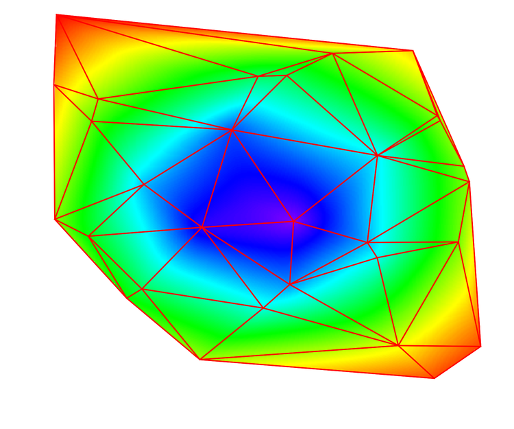 Figure 10: An image plot of the Voronoi interpolated data with the triangulation overlay. 